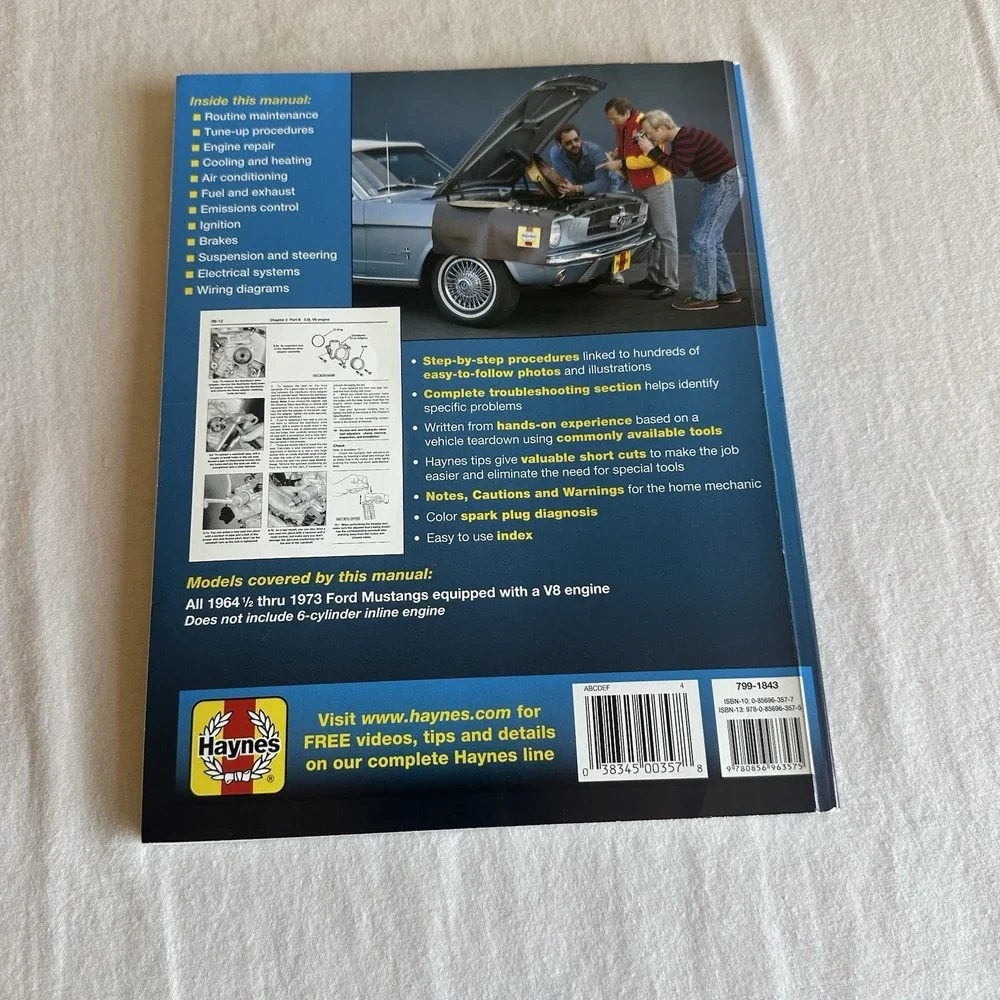 Haynes Repair Manual Ford Mustang 1964 1/2 Thru‎ 1973 V8 36048 Paperback